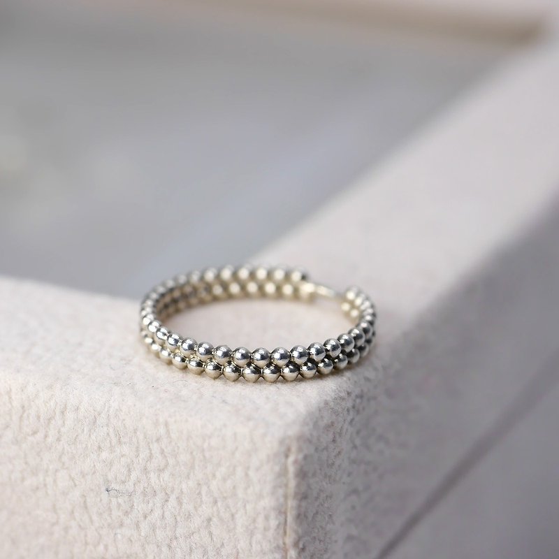 Silver beads Ring - Rococo Style - แหวนทั่วไป - เงินแท้ สีเงิน