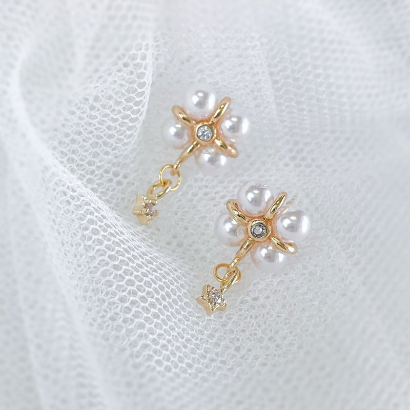 18K Gold plated Crystal Earrings - Rainbow Covenant,Christian Catholic Jewelry W - ต่างหู - ไข่มุก สีทอง