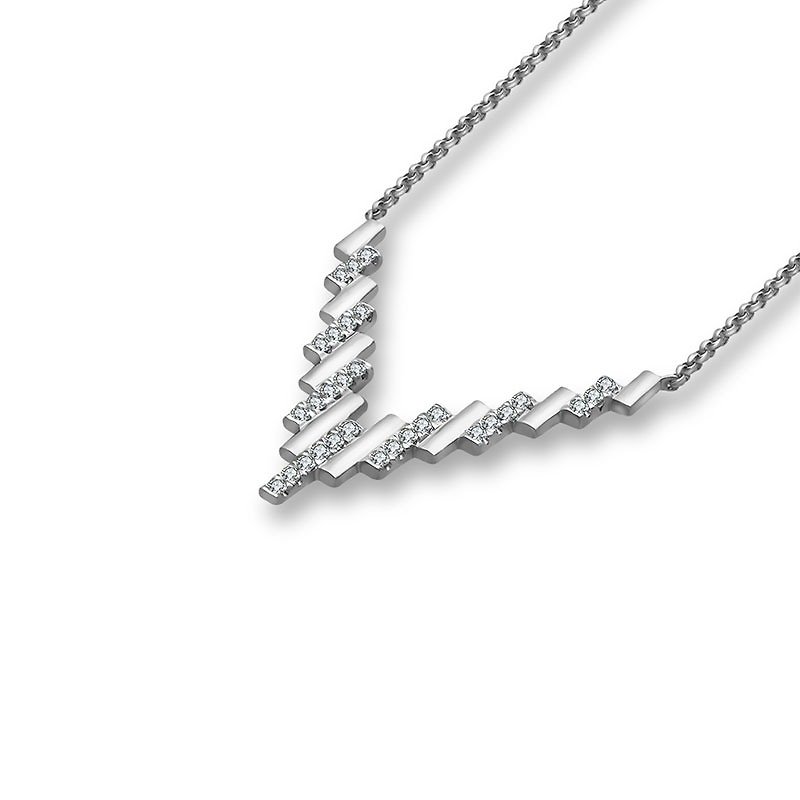 18k長方形コンビネーションダイヤモンドネックレス - ネックレス - 宝石 オレンジ
