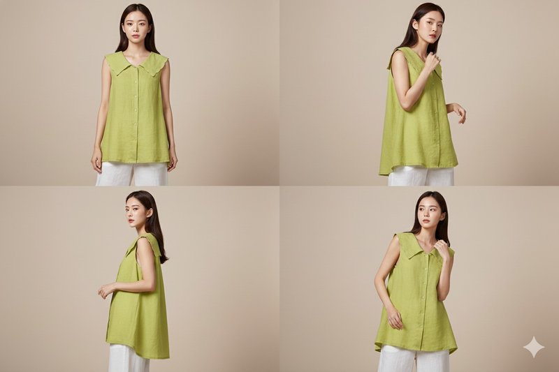 【聲聲慢】フリル襟リネンコットンノースリーブロングスタイルブラウス - ベスト - コットン・麻 