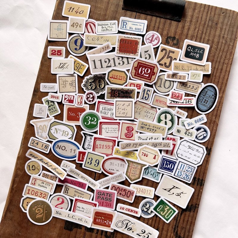 English digital sticker pack retro American hand account embellishment decorative sticker material pack - สติกเกอร์ - กระดาษ 