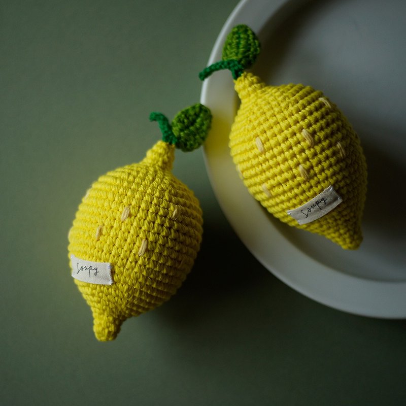 純綿手編みレモン - 知育玩具・ぬいぐるみ - コットン・麻 