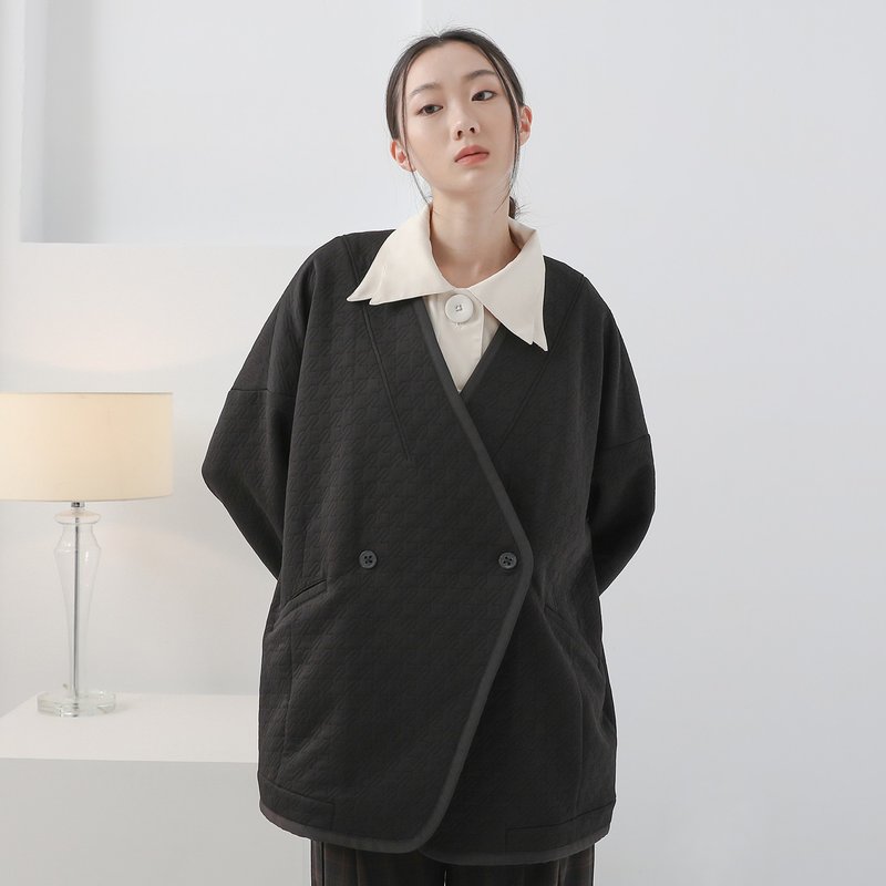 【經典原創】Weixin_維新褶片外套_CLO515_黑 - 女大衣/外套 - 聚酯纖維 黑色