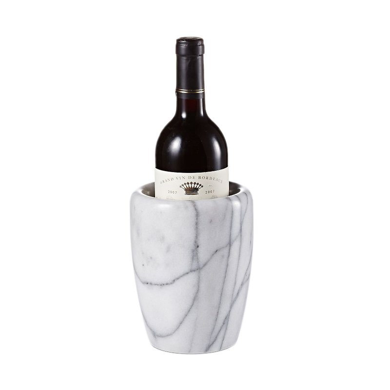 Natural marble ice wine barrel [American style bright surface] storage bucket / spatula chopsticks knife and fork storage / flower arrangement - ตะหลิว - หิน ขาว