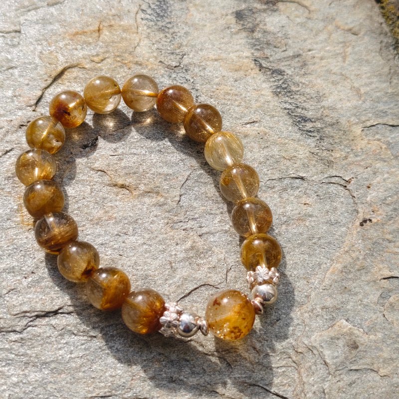 菊花鈦/鈦晶花/銀手鏈 - 手鍊/手鐲 - 寶石 金色