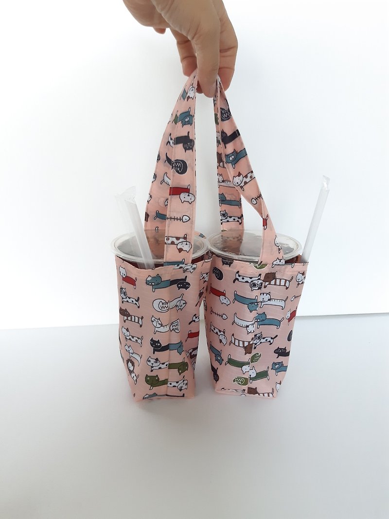 Valentine drink bag _ cat 2 with environmentally friendly waterproof beverage bag 2 cups can be 1 cup environmentally friendly small things - Beverage Holders & Bags - Waterproof Material 