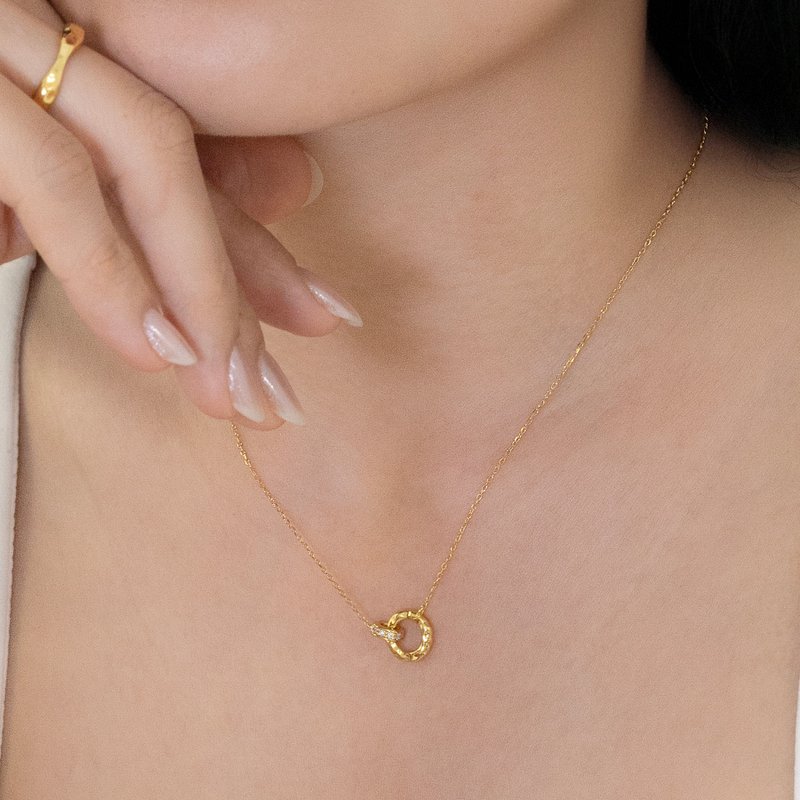 Wavelet Necklace │ 波紋雙環項鍊 - 項鍊 - 純銀 金色
