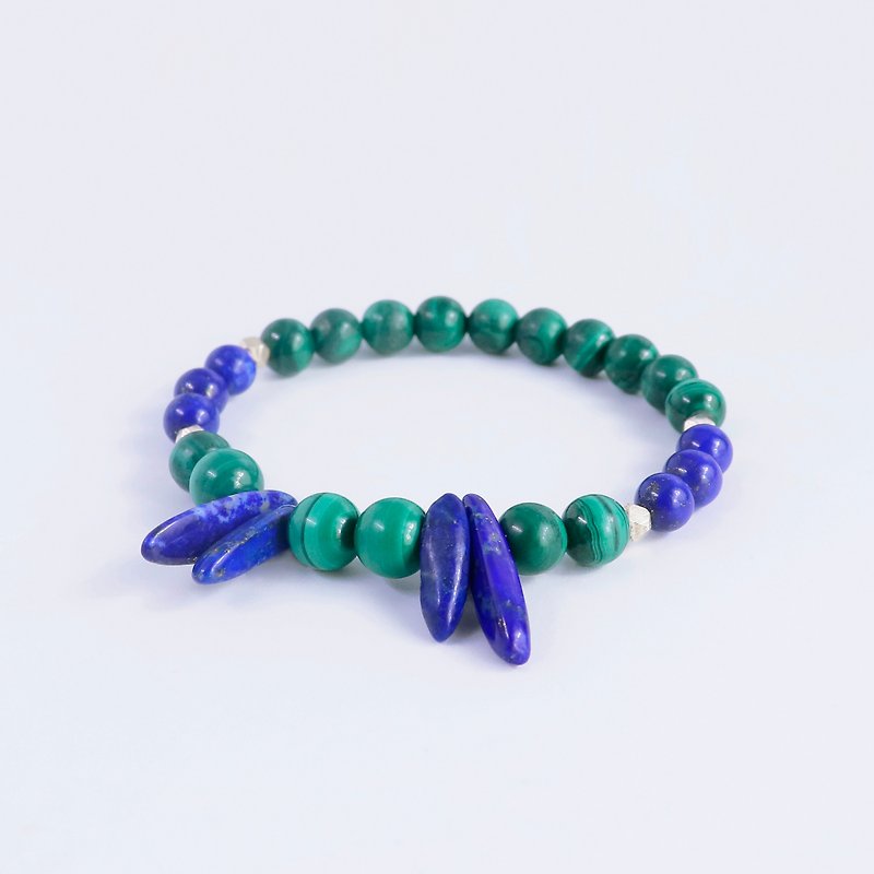 Lapis Lazuli and Malachite Bead Bracelet for zodiac Sagittarius - Bracelets - Stone Green
