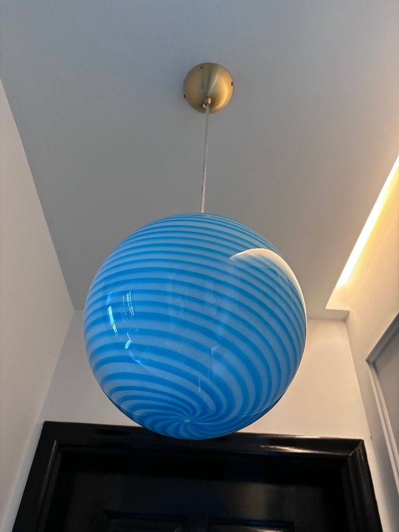 Hand Blown Glass Globe Pendant Lights D25cm(9.8inch), Glass Globe Ceiling Light - Lighting - Glass Blue