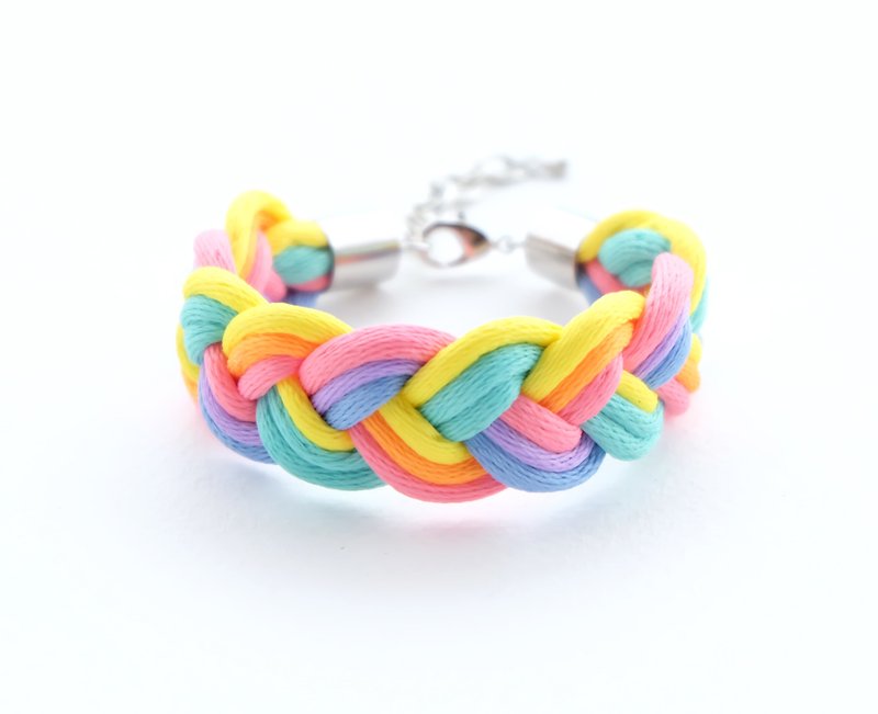 Rainbow pastel braided bracelet - Bracelets - Other Materials Multicolor