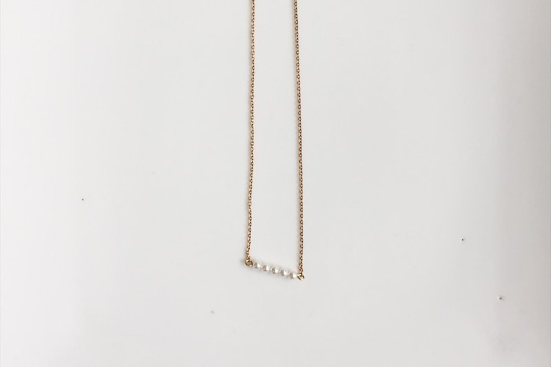 小小珍珠 黃銅短鍊 - 項鍊 - 其他金屬 白色