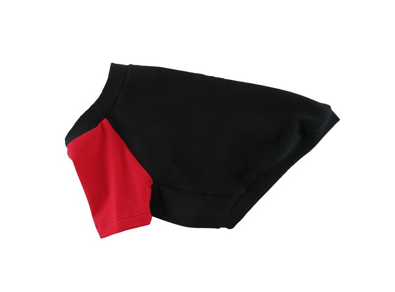Black/Red Contrasting RaglanSleeves Cotton/Spandex Jersey Dog Tee,Dog Apparel - Clothing & Accessories - Cotton & Hemp Black
