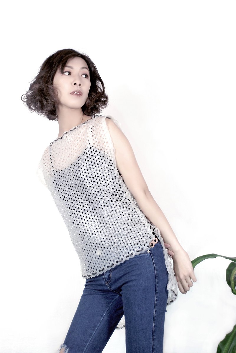 Haute Couture Hand-knitted EVA Tops (Hong Kong Design Brand Awards) - Women's Tops - Plastic White