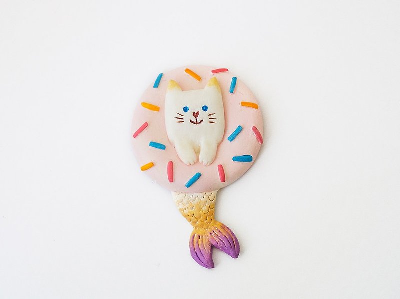 Purrmaid sweet tooth handmade magnet  - Magnets - Clay Multicolor