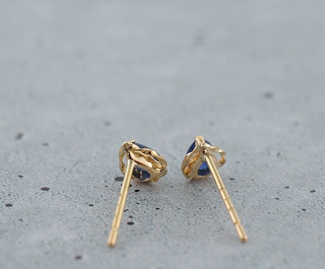 Sapphire design earrings K18(Au750) - Shop JEWELRY and PEARL