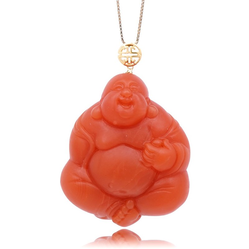 South Red Agate Big Belly Buddha 19g South Red Agate Pendant - Necklaces - Semi-Precious Stones Multicolor