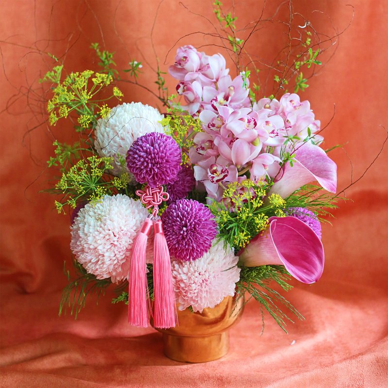 【Sugar Lotus Root】Spring Festival potted flower - Dried Flowers & Bouquets - Plants & Flowers Pink