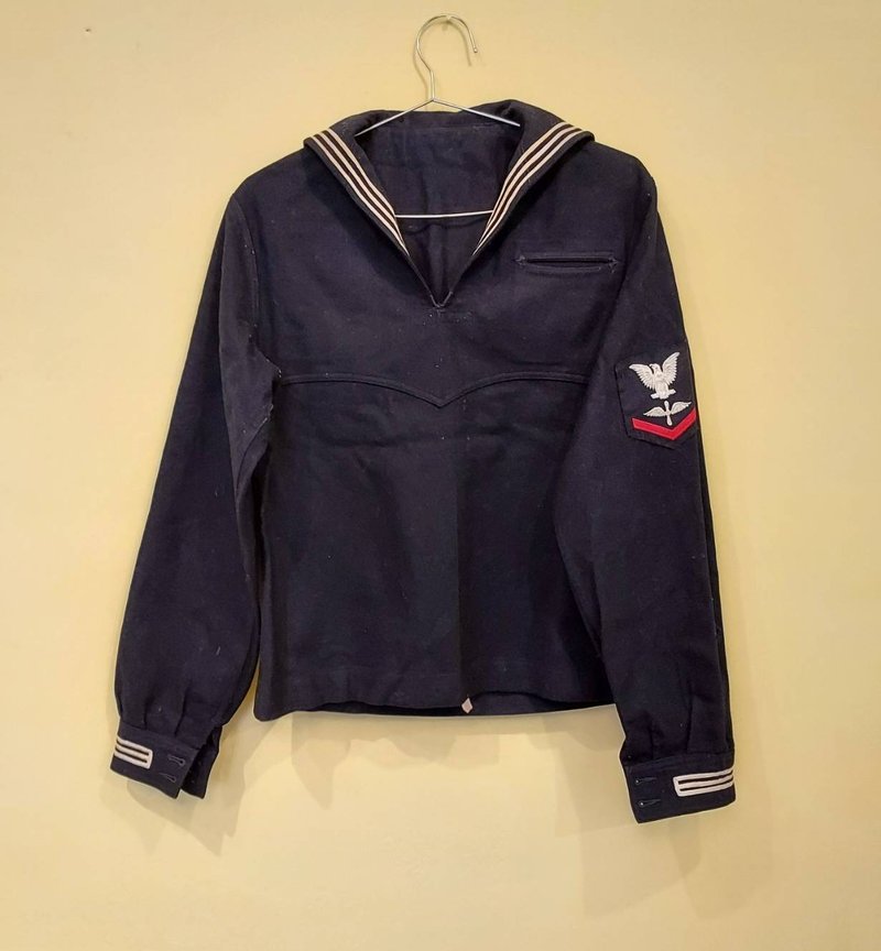 古着 美國海軍公發 深藍色 羊毛 水手水兵服 套頭外套A款 - 男夾克/外套 - 羊毛 黑色