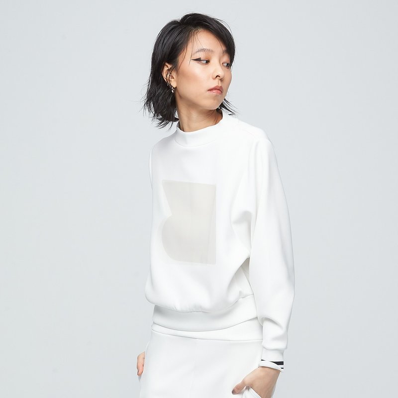 Antibacterial Cotton Soft Offset Short Sweater (Women) - Champagne White - Women's Tops - Polyester White