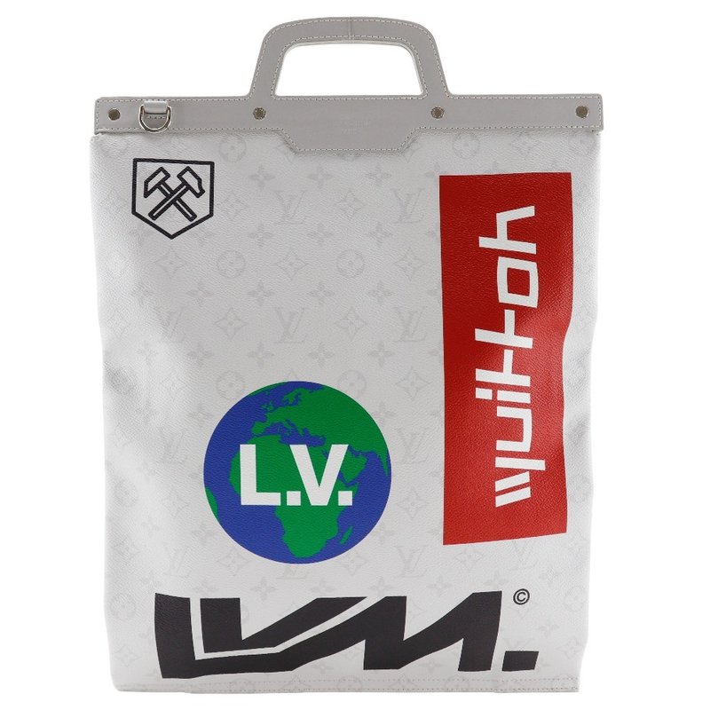 【日本直送】ルイ・ヴィトン LOUIS VUITTON フラット ヴェルティカルトート ハンドバッグ M44627 ライトグレー UB2129 メンズ【中古】 - 手提包/手提袋 - 真皮 白色
