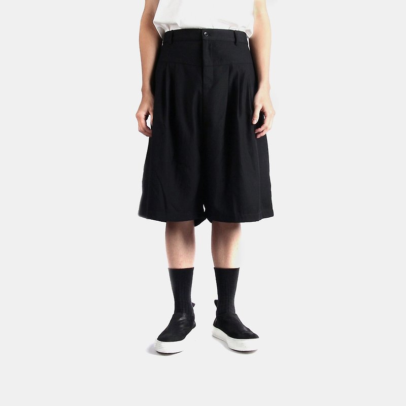 A-line flowy shorts - กางเกงขายาว - ผ้าฝ้าย/ผ้าลินิน สีดำ