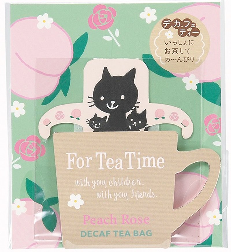 [Japan TOWA] For Tea Time tea decaffeinated tea bag series animals lugs ★ peach roses taste (Black Cat) - Tea - Fresh Ingredients Black