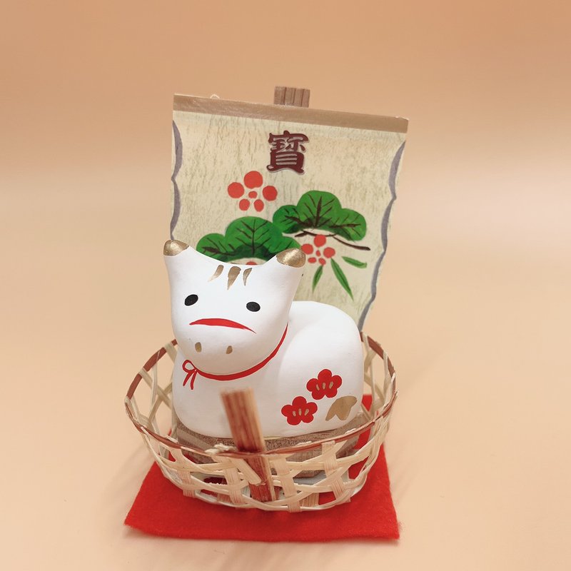 【招福干支】開運干支 生肖牛 緣起物 寶船 - 擺飾/家飾品 - 紙 白色