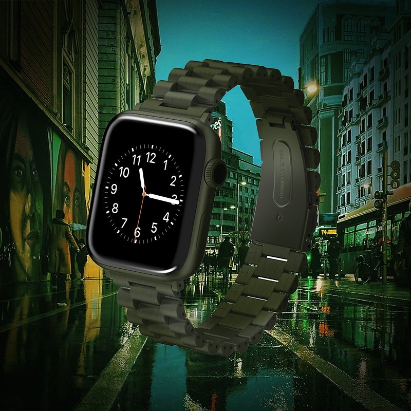 其他材質 其他 綠色 - Viva Madrid Dayton 304 Apple Watch不銹鋼錶帶 45/44/42mm -綠