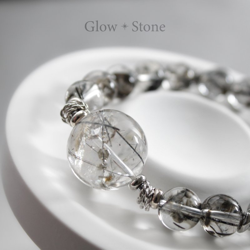 Black Hair String Chrome Mica Money String Bracelet - สร้อยข้อมือ - คริสตัล สีเทา