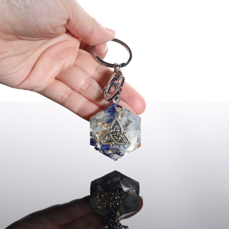 [Customized Gift] Ocean's Blessing Celtic Knot Keychain/Changeable Necklace-Intuition and Emotional Relief - Keychains - Semi-Precious Stones Blue