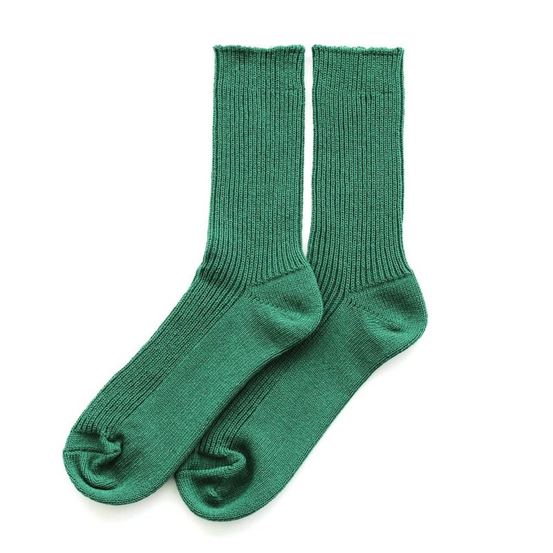舒適天然素材 厚羅紋編織襪款 可持續回收棉襪 (綠色) - 襪 - 棉．麻 綠色