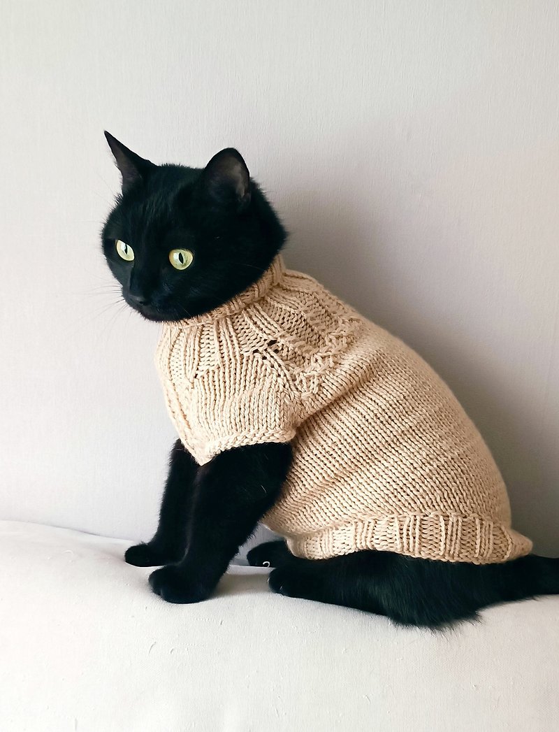 Cat sweater Sphynx sweater Wool cat jumper Sphynx cat sweater Small dog sweater - ชุดสัตว์เลี้ยง - ขนแกะ 