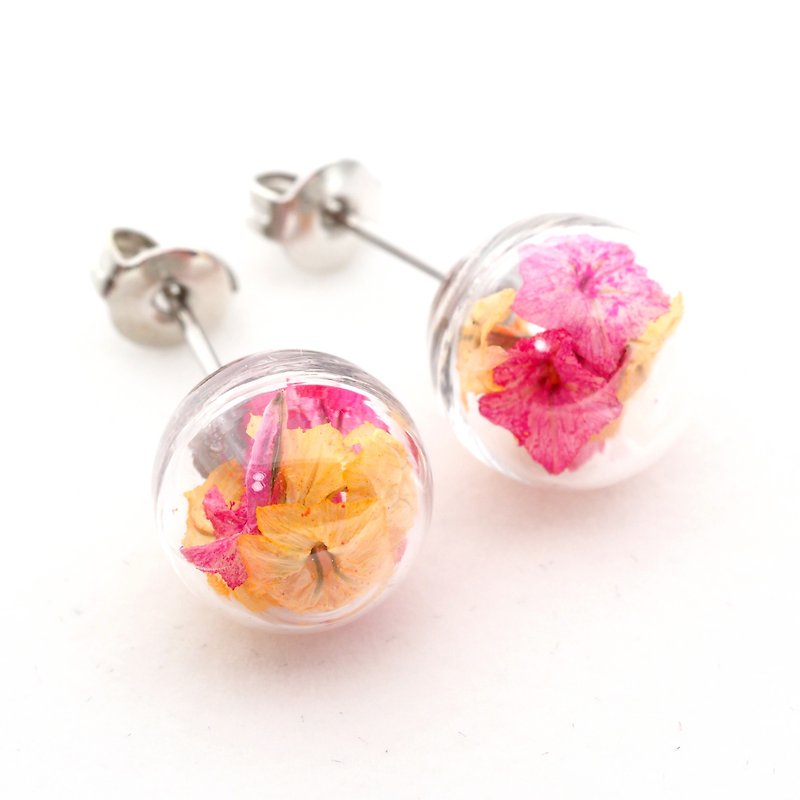 OMYWAY Handmade Dried Flower - Glass Globe - Earrings  1cm - Earrings & Clip-ons - Glass 