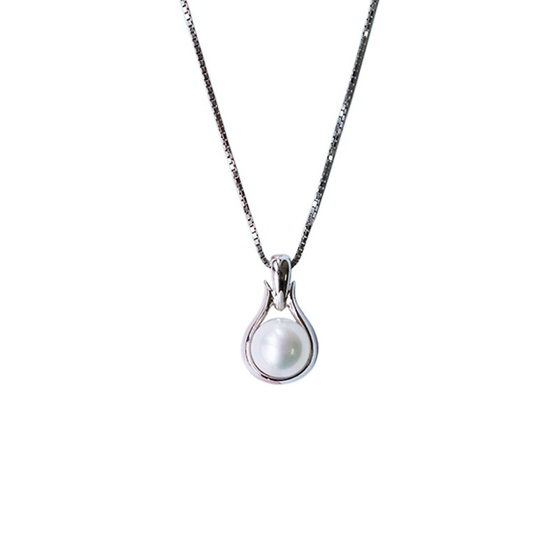 LUNA series necklace - สร้อยคอ - ไข่มุก สีเงิน
