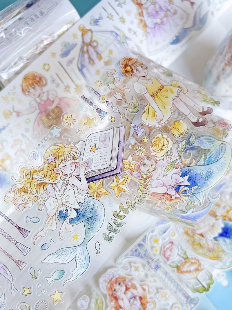 Deep Sea Encounter: A Little Mermaid's Dreamy Transformation Story - PET & Washi Tape (Kiss-Cut) - มาสกิ้งเทป - วัสดุอื่นๆ หลากหลายสี