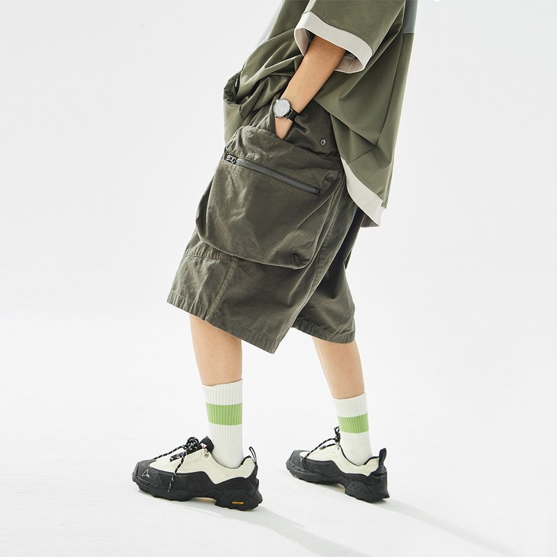 TopBasics Adventure 系列八口袋工裝短褲 - 男裝工人褲/長褲/牛仔褲 - 棉．麻 綠色