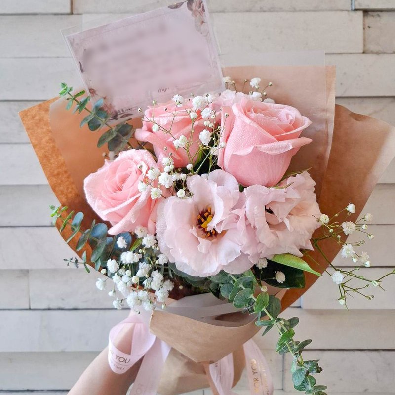 粉紅信箋鮮花花束 | 畢業 生日 送禮首選 | 台北可自取 - 乾燥花/永生花 - 植物．花 橘色