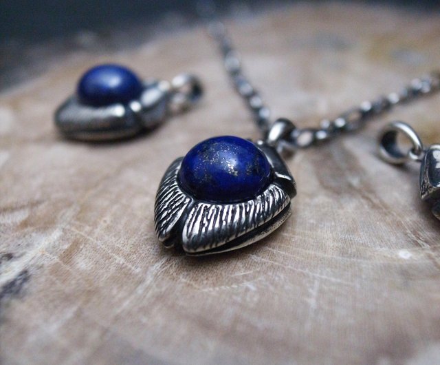 Holiday Lapis Lazuli and popular sterling silver pendant necklace