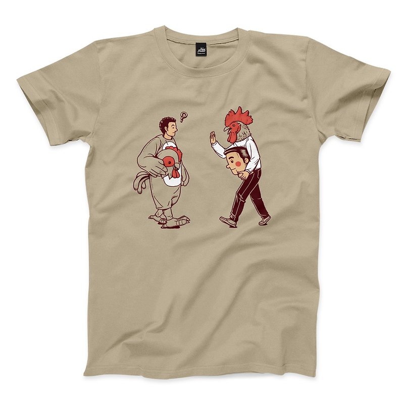 My Chicken Talk - Khaki- Unisex T-shirt - เสื้อยืดผู้ชาย - ผ้าฝ้าย/ผ้าลินิน สีกากี