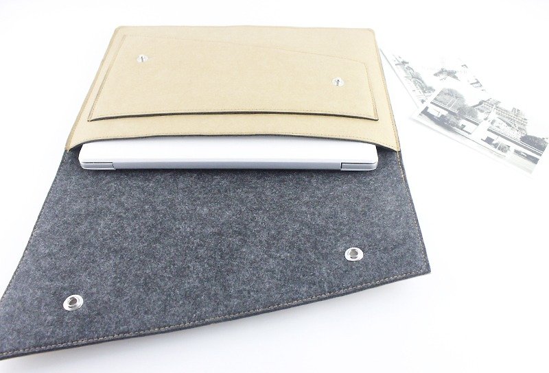 [カスタマイズ]純粋な手洗浄クラフト紙は、保護袋保護袋のラップトップバッグコンピュータバッグライナーバッグラップトップバッグアップルのMacBook 13 Proの網膜インチ保護スリーブの内側（不織布）薄型軽量ノートパソコンを感じ--093 - タブレット・PCケース - ポリエステル 