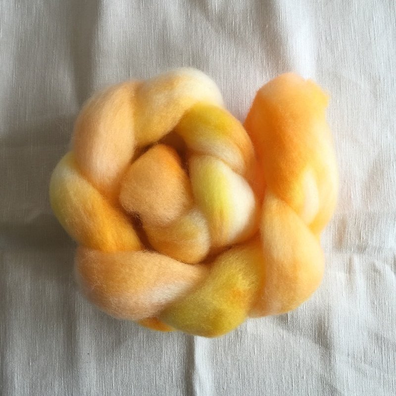 手染美麗諾羊毛-太陽蛋 - 編織/刺繡/羊毛氈/縫紉 - 羊毛 黃色