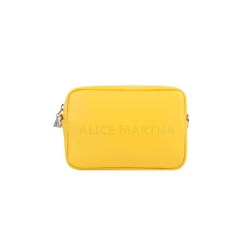 Alice Martha 方形小側背包 - 黃 - 手拿包 - 人造皮革 黃色