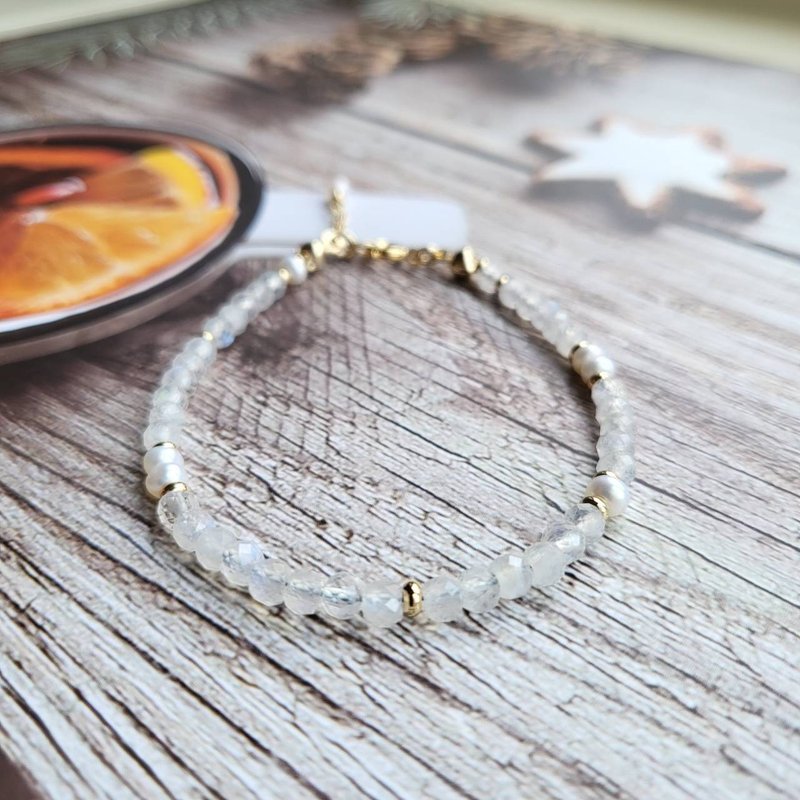 桃花人際人緣招財/淡水珍珠月光石手鍊 - 手鍊/手環 - 水晶 