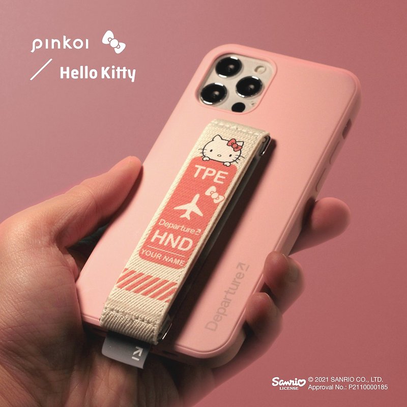 [Pinkoi x Hello Kitty] 客製手機帶 D-Strap【 Hello Kitty 行李票】不再摔手機