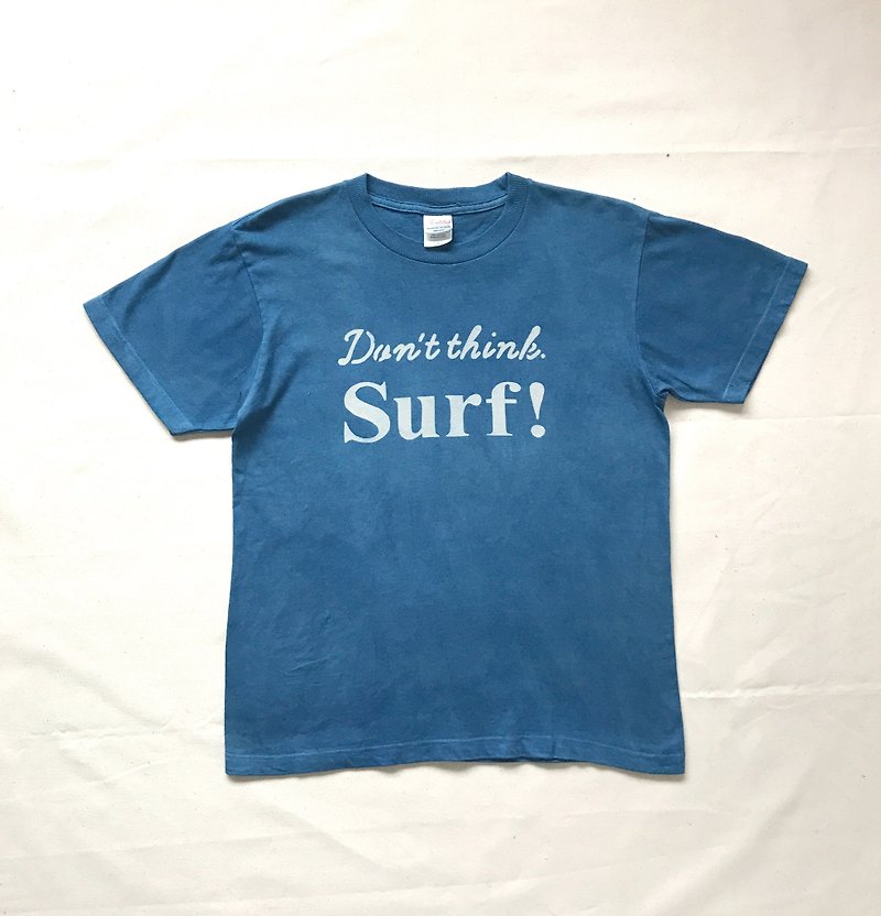 Indigo dyed indigo -.! Do not think Surf TEE - เสื้อฮู้ด - ผ้าฝ้าย/ผ้าลินิน สีน้ำเงิน