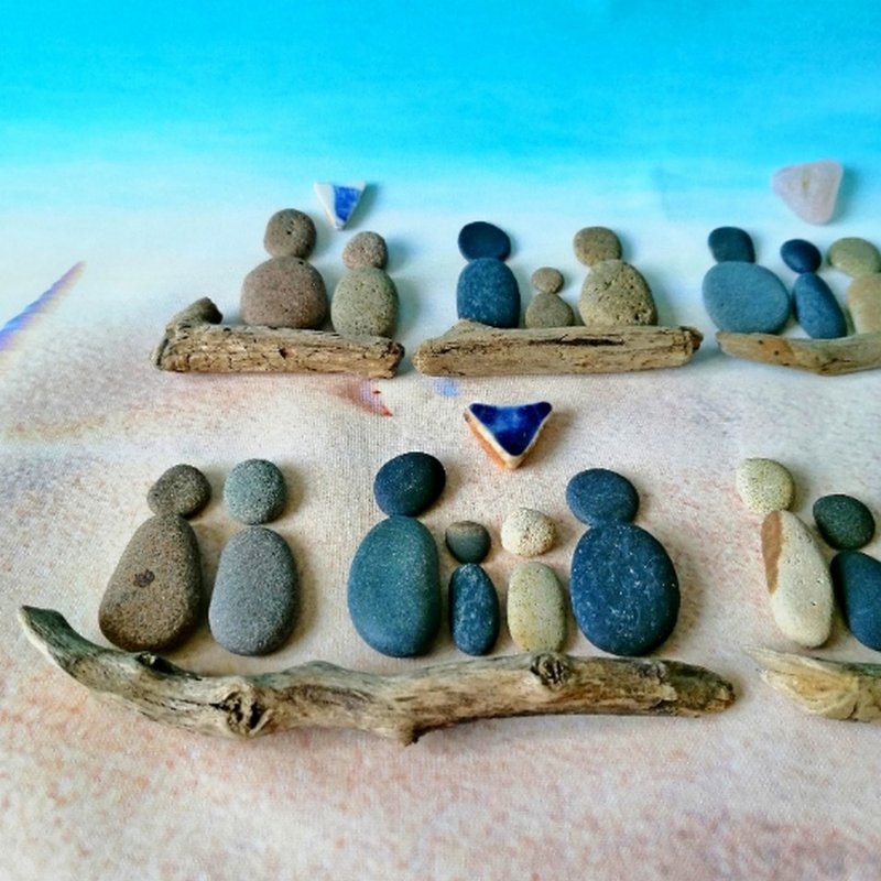 Pebbles for Pebble pictures,Pebble art couple,Craft sea pebbles,20 Pebble people - 其他 - 石頭 多色