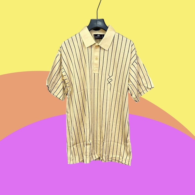 Second-hand GIVENCHY Khaki striped thin short-sleeved top CA315 - เสื้อผู้หญิง - เส้นใยสังเคราะห์ สีกากี