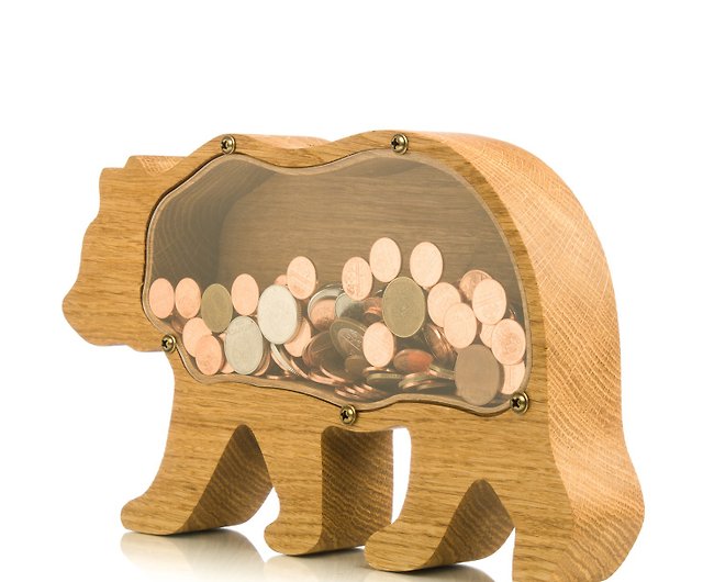 Details about   Wooden Piggy Bank for Adults Handmade Money Bank Saving Box Coin Tip Jar 