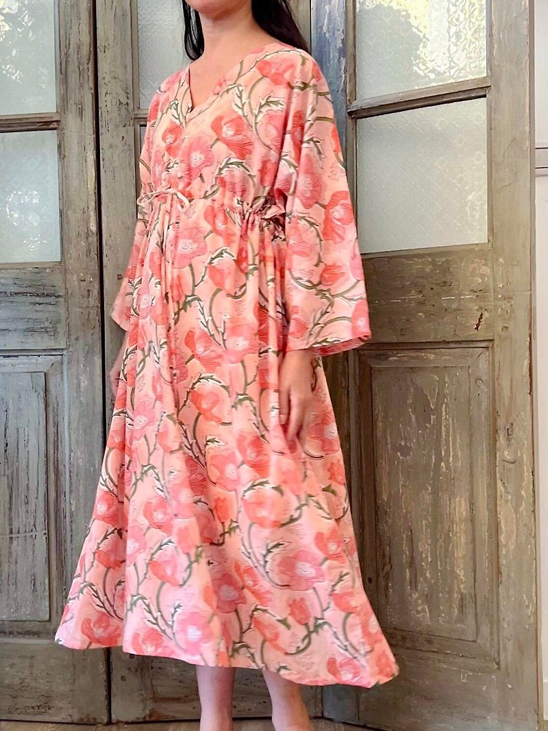 Jaipur Sweetie 齋浦爾甜心 Kaftan Dress - 洋裝/連身裙 - 棉．麻 粉紅色