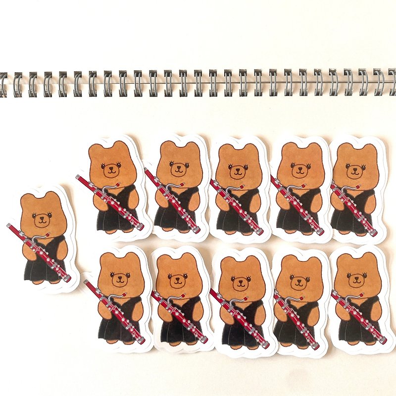 Buy 10 Get 1 Free Symphony Orchestra Ringo Bear Blowing Bassoon Dress Waterproof Sticker 6cm